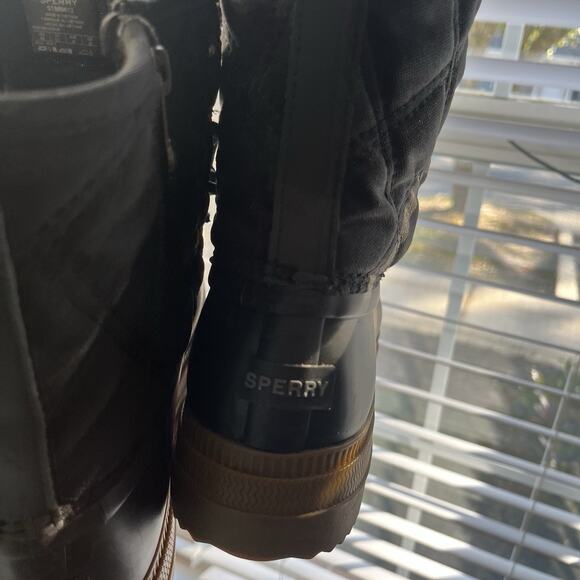 Sperry Saltwater Womens Size 9W Black Waterproof Quilted Duck Boots Shoes - Picture 4 of 16